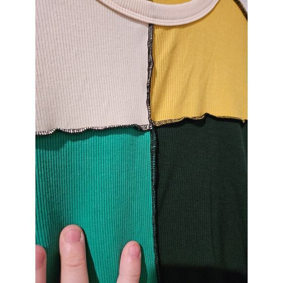 Eloquii‎ Green Yellow Black Patchwork Color Block Top, size 18/20 2X NWT - Picture 6 of 9